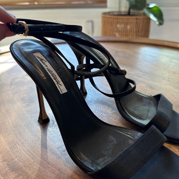 Brian Atwood Womens Strappy Heels Open Toe Stiletto Heels Career Black Size 39 - Picture 3 of 9